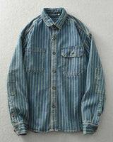 Jeans Hemd Herren in Retro Blau
