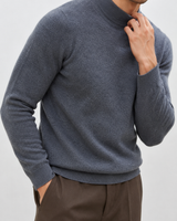 Feinstrickpullover mit Stehkragen – Émeric in Dunkelgrau