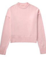 Lockerer Damenpullover aus glatt gestricktem Strick mit Rundhalsausschnitt – Rieke in Rosa