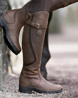 Johanna | Damen Orthopädische Wasserdichte Leder Stiefel mit Langem Schaft und Schnalle in Dunkelbraun