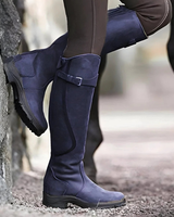 Johanna | Damen Orthopädische Wasserdichte Leder Stiefel mit Langem Schaft und Schnalle in Blau