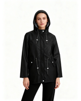 Johanna | Damen Wasserdichte Regenjacke mit Kapuze in Schwarz