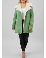 Jolene | Damen Warme Winterjacke für Große Größen mit Sherpa Futter und Kapuze in Grün