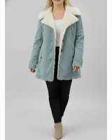 Jolene | Damen Warme Winterjacke für Große Größen mit Sherpa Futter und Kapuze in Blau