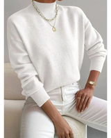 Jolina | Damen Rollkragenpullover mit Langarm und Bündchen in Weiß