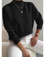 Jolina | Damen Rollkragenpullover mit Langarm und Bündchen in Schwarz