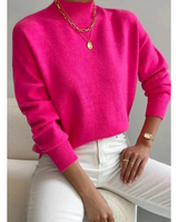 Jolina | Damen Rollkragenpullover mit Langarm und Bündchen in Rosa