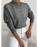 Jolina | Damen Rollkragenpullover mit Langarm und Bündchen in Dunkelgrau