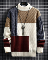 Jonas | Herren Strickpullover Mit Colorblock Muster, Struktur Design Und Langarm Design in Rot