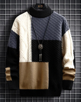 Jonas | Herren Strickpullover Mit Colorblock Muster, Struktur Design Und Langarm Design in Schwarz