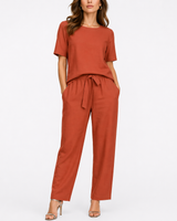 Josefina | Damen Zweiteiler Set mit Kurzarm Top in Orange