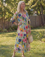 Josefine | Damen Blumen Maxikleid mit 3/4 Ärmeln in Mehrfarbig