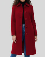 Franziska | Damen Lange Winterjacke mit Knopfleiste in Dunkelrot