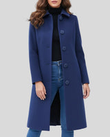 Franziska | Damen Lange Winterjacke mit Knopfleiste in Dunkelblau