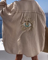 Mykonos | Übergrößen-Bluse in Khaki