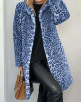 ZOE – Damen-Wintermantel mit Animal-Print in Blau