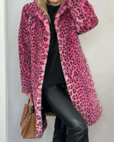ZOE – Damen-Wintermantel mit Animal-Print in Rosa