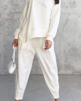 Babette | Zweiteiliges Set mit Rundhalsausschnitt und langen Ärmeln in Off-white
