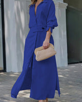 Arwen - Maxikleid mit V-Ausschnitt in Blau