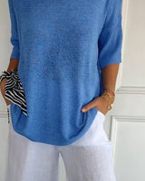 Anna | Bluse mit V-Ausschnitt in Blau