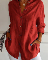 Emilia | Oversized Durchgeknöpft Hemd in Rot