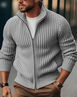 GRANT - HERREN-STRICKJACKE MIT STEHKRAGEN UND REISSVERSCHLUSS in Grau