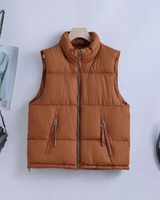 Judith | Damen Steppweste Bodywarmer mit Stehkragen und Reißverschluss in Khaki