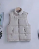 Judith | Damen Steppweste Bodywarmer mit Stehkragen und Reißverschluss in Cremefarben