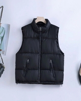 Judith | Damen Steppweste Bodywarmer mit Stehkragen und Reißverschluss in Schwarz