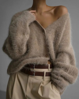Juliette | Damen Strickjacke mit Knöpfen und Weitem Schnitt in Braun