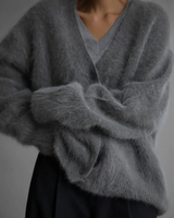 Juliette | Damen Strickjacke mit Knöpfen und Weitem Schnitt in Dunkelgrau
