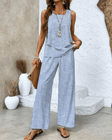 Juliette™ | Elegantes Outfit in Blau/Weiß
