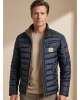 Julius | Herren Dunkelblaue Steppjacke mit Kragen, Reißverschluss und Bündchen in Marineblau
