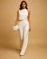 Almerra - Damen-Jumpsuit ohne Ärmel mit weitem Schnitt in Weiß