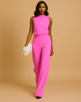 Almerra - Damen-Jumpsuit ohne Ärmel mit weitem Schnitt in Rosa