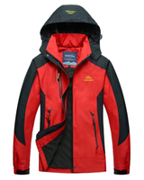 Juna | Damen Leichte Wasserdichte Regenjacke mit Kapuze in Rot