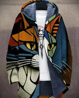 Juna | Damen Zip Hoodie Oversize Strickjacke in Katze
