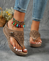 Mona | Bequeme Damen-Sandalen mit Keilabsatz in Braun