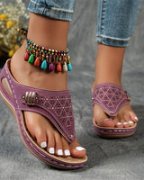 Mona | Bequeme Damen-Sandalen mit Keilabsatz in Lila