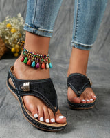 Mona | Bequeme Damen-Sandalen mit Keilabsatz in Schwarz