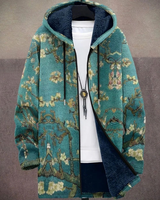 Kalea | Damen Grüne Strickjacke mit Muster und Kapuze in Grun