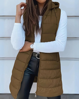 Karina | Elegante Damen Steppweste mit Kapuze als Alternative zur Jacke in Khaki