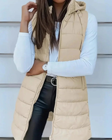 Karina | Elegante Damen Steppweste mit Kapuze als Alternative zur Jacke in Beige