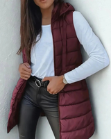 Karina | Elegante Damen Steppweste mit Kapuze als Alternative zur Jacke in Kastanienbraun