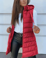 Karina | Elegante Damen Steppweste mit Kapuze als Alternative zur Jacke in Rot