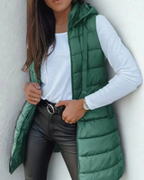 Karina | Elegante Damen Steppweste mit Kapuze als Alternative zur Jacke in Grün