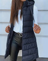 Karina | Elegante Damen Steppweste mit Kapuze als Alternative zur Jacke in Marineblau