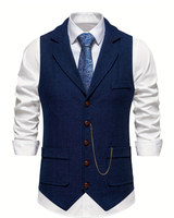 Karl | Herren Traditionelle Trachtenweste Retro in Marineblau