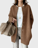 Leonie | Kaschmir Cardigan Lang Knopfleiste Elegant Strick in Caramel Brown