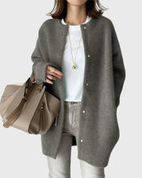 Leonie | Kaschmir Cardigan Lang Knopfleiste Elegant Strick in Gray